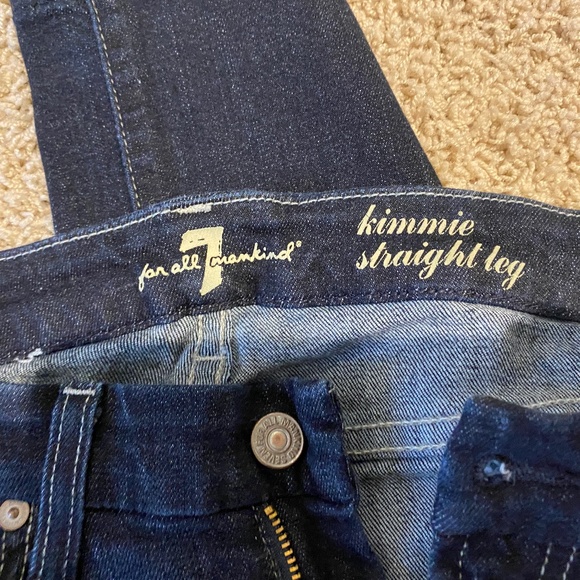 7 For All Mankind Dark Blue Straight Leg Jeans - Picture 4 of 7